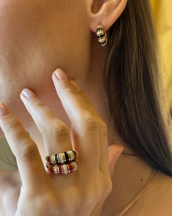 The Treasures Stone Hoop Earrings