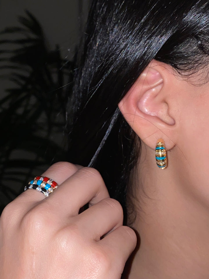 The Treasures Stone Hoop Earrings